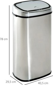 HOMCOM Automatyczny Kosz na śmieci z Czujnikiem Kuchnia Stal Nierdzewna 68L Srebrny