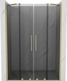 Mexen Velar Duo drzwi prysznicowe rozsuwane 140 cm, grafit, złote szczotkowane - 871-140-000-42-55
