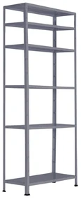 Regał półkowy 1760x750x300 mm, 6 półek, nośność półek 75 kg, RAL 7031