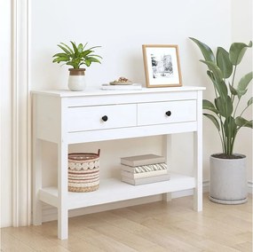 Konsola 100x35x75 cm, lite drewno sosnowe białe