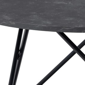 Czarny okrągły stolik z blatem w dekorze marmuru ø 80 cm Wyre – Actona