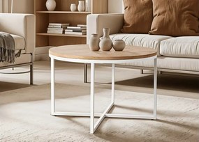 Okrągły stolik kawowy Saneri 70 cm – nowoczesny design, dąb złoty
