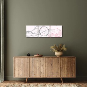 Obraz - Różowe kwiaty (z zegarem) (90x30 cm)