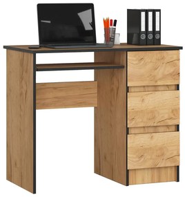 Skandynawskie biurko do pokoju z szufladami dąb craft - Berula 4X