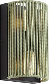 Lampa ścienna Japandi zielona z czarnym IP44 - Jayla