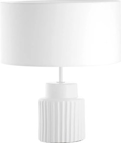 Lampa sto?owa CERAMIC styl klasyczny - E27 15W - Wysoko?? 46,5 cm - bawe?niany aba?ur ø38 cm - IP20 - kabel 2 m - on&off - ceramiczny i bia?y