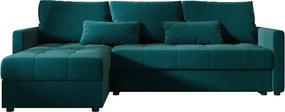 Rozkładana dwustronna narożna sofa do L VENORIA 220x143 cm, naftowy + 2 poduszki GRATIS