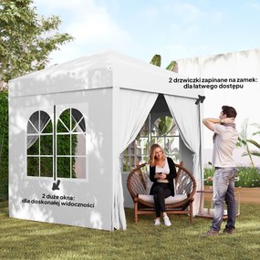 Outsunny Altana Ogrodowa 2x2m Składana 4 Ściany Boczne z Oknami Metal Oxford | Aosom PL