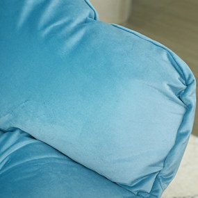 HOMCOM Nowoczesny fotel akcentowany, fotel z podłokietnikami na stalowych nogach i bocznymi kieszeniami, do salonu, sypialni, Niebieski