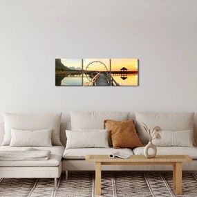 Obraz drewnianego molo (z zegarem) (90x30 cm)