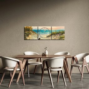 Obraz - Piaszczysta plaża (z zegarem) (90x30 cm)