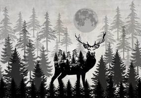 Fototapeta - Jeleń w betonowej ścianie (196x136 cm)