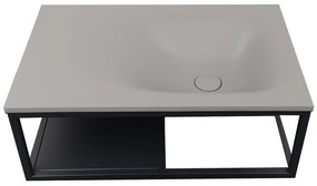 Umywalka prostokątna z betonu i stali nierdzewnej - Szary i czarny - szer. 61 x wys. 39 cm - TICINO