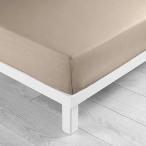 Beżowe bawełniane prześcieradło z gumką 90x190 cm Lina – douceur d'intérieur