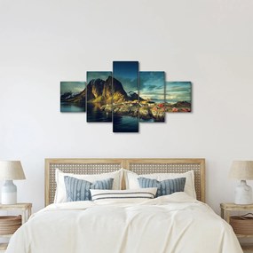 Obraz wioski rybackiej w Norwegii (125x70 cm)
