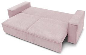 Jasnoróżowa sztruksowa rozkładana sofa 245 cm Nihad – Bobochic Paris