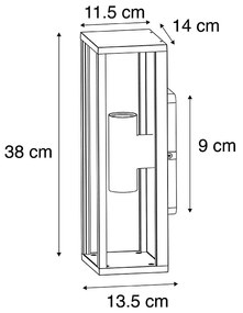 Zewnetrzna Przemysłowy Kinkiet / Lampa scienna czarny 38 cm 2-punktowy IP44 - CharloisDesignerski Oswietlenie zewnetrzne