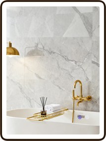HOMCOM LED Lustro łazienkowe z funkcją przeciwmgielną, lustro do makijażu z oświetleniem, 80 x 60 cm, czarna rama | Aosom PL
