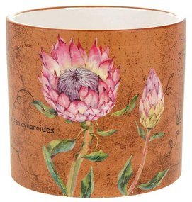 Osłonka ceramiczna na doniczkę Poppies brązowy, śr. 9 x wys. 9 cm