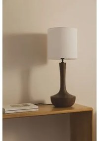 Lampa Stołowa Z Drewna Mango Sintra Ciemny Drewniany Uchwyt & Arlina Biała Ø30 Cm - ↑30 Cm - Sklum