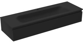 Mexen Orio szafka łazienkowa 140 cm z umywalką Vela, 1 szuflada, czarna mat - 91A10-14023-1-BF71-W23M71