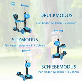 Hulajnoga dziecięca kickboard skuter miejski z regulacją wysokości aluminium niebieski | Aosom.pl