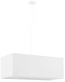 Biała lampa wisząca z tekstylno-szklanym kloszem Gryfin Bis – Nice Lamps