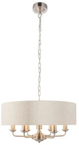 Endon 94357 - Żyrandol na łańcuchu HIGHCLERE 6xE14/40W/230V beżowy/matowy chrom