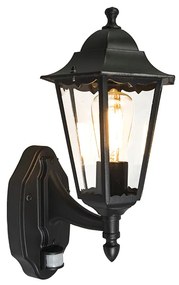 Zewnetrzna Lampion zewnętrzny ścienny czarny z czujnikiem ruchu IP44 - New Orleans up klasyczny/Antyczny Oswietlenie zewnetrzne