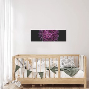 Obraz fioletowego kwiatu (z zegarem) (90x30 cm)