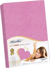 Prześcieradło frotte Kamilka różowy, 90 x 200 cm