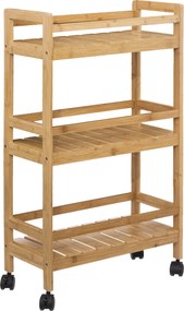 Mobilny regał kuchenny LINHA, 3 poziomy, bambusowy
