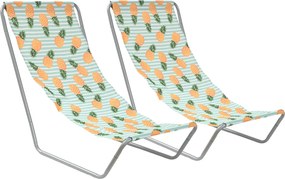 Zestaw 2 szt. składanych leżaków plażowych SAND PINEAPPLE, kolorowe