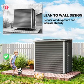 Outsunny Metalowy Schowek Ogrodowy, Stal Ocynkowana, Zamknięcie, Prosta Montaż, 142 x 184 x 165/181 cm, Szary
