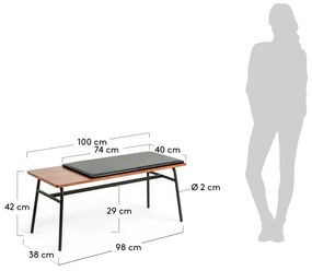 Czarno-brązowa ławka z imitacji skóry Carabel – Kave Home