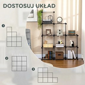 HOMCOM Półka na Buty Modułowa 9 Sześcianów Stal Czarny 35x35x35cm na Sześcian | Aosom PL