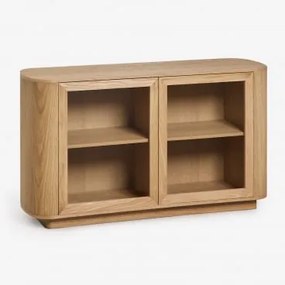 Aparador Prostokątny 130x40 Cm Z Mdf I Szkła Hartowanego Walia Roble - Sklum
