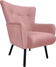 Fotel TULIP tkanina Welur noga metalowa Uszak luksusowy komfort salonu : Kolor nogi - Czarna, Kolor tkaniny - VELVET - MG58