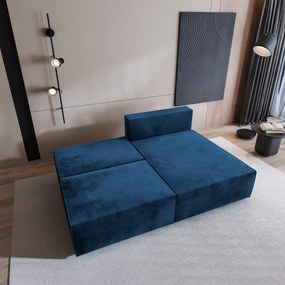 Masseno Narożnik FIORO z funkcją spania i pojemnikiem na pościel Narozniki L, Rozkładana sofa - Niebieski, MONOLITH 77