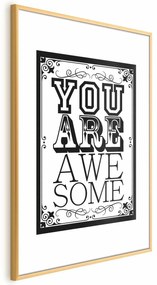Plakat You are awesome 29,7x42 cm z ramą złotą z marginesem ARTGEIST B