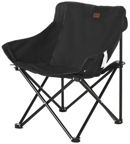 Składany krzesło campingowe Outsunny ze stalową ramą, siedziskiem z materiału, torbą, Czarne