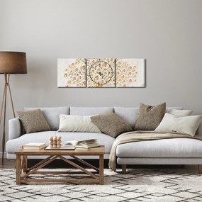 Obraz drzewa kwiatowego (z zegarem) (90x30 cm)