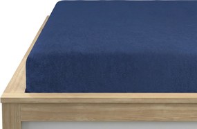 PrzytulneMieszkanie.pl Elastyczne prześcieradło MOLTON z polaru w kolorze granatowym 90 x 200 cm