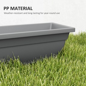 Outsunny Zestaw 5 Doniczek z Plastiku dla Tarasu, Ogrodu, Balkonu, 59 x 21 x 16 cm, Szary