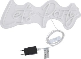 Neonowa lampa ścienna biała z LED - Let's Party