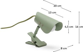 Zielona metalowa lampa stołowa z klipsem (wysokość 16 cm) Jula – Kave Home