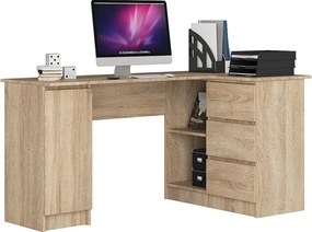 Biurko narożne AKORD B20 Dąb Sonoma 155 cm prawe 1 drzwi 3 szuflady kolor Dąb Sonoma mat 4 półki 155x85x77 cm
