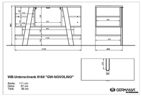 Biała szafka pod umywalkę w dekorze dębu 111x67 cm Novolino – Germania