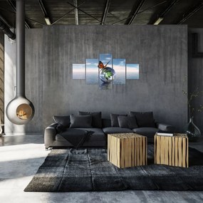 Obraz motyla na szklanej kuli (125x70 cm)