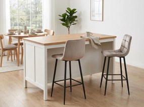 Hokerka z czarnymi nogami ARCETO VELVET, beżowa